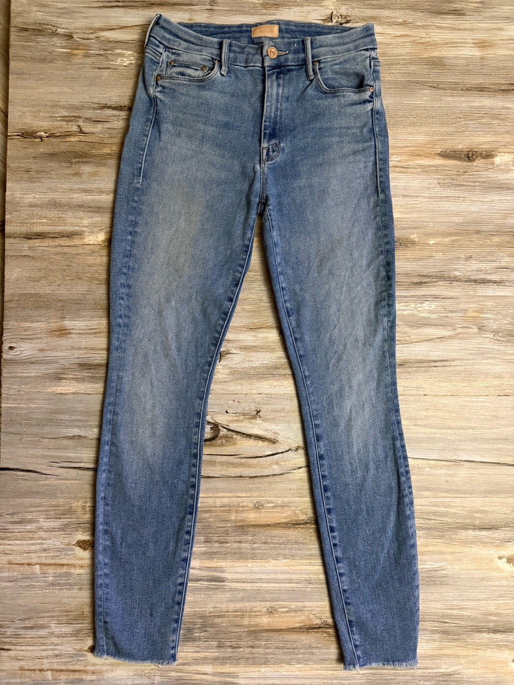 MOTHER Jeans Women 26 The Looker Ankle Fray Cut #704192 Groovy Kind Of Love Blue